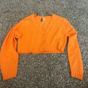 Divided Bright Orange Cropped Cardigan